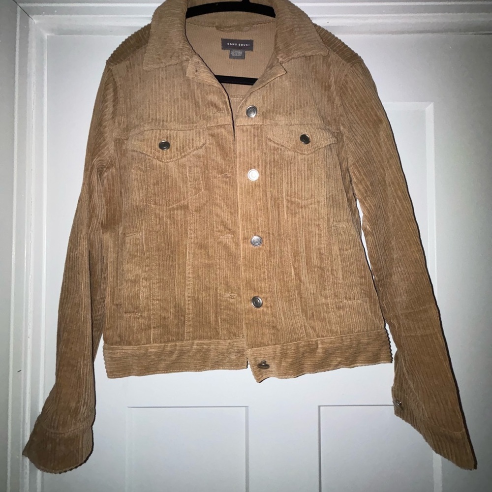 Sans Souci Tan corduroy Jacket Classic Trucker Style